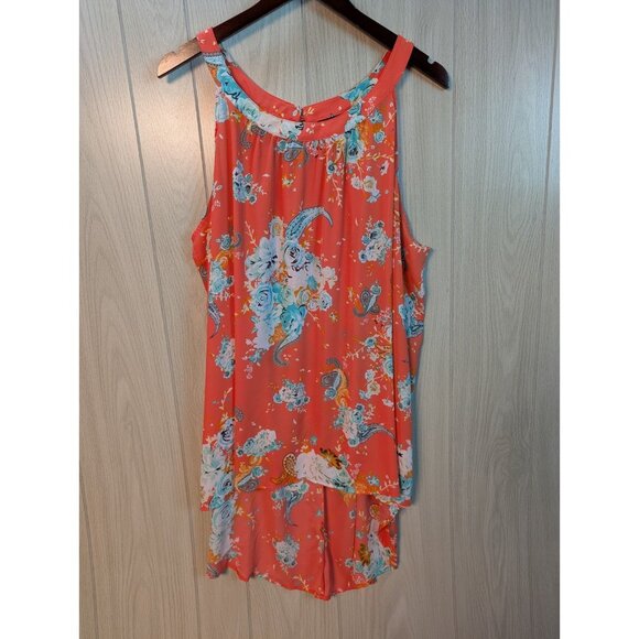 Torrid Womens Orange Floral Halter Neck Tank Size 4 (4X) High Low Hem - Picture 1 of 6